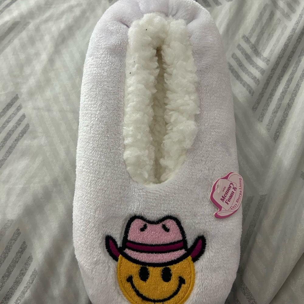 White and Pink Cozy Slippers with Plush Texture and Fun Design